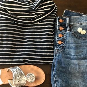 J.Crew striped cowl neck sweater